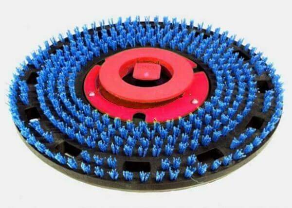 factory-cat-floor-scrubber-pad-driver An upside-down floor scrubber pad driver