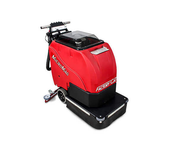 A Factory Cat MicroMini walk-behind floor scrubber