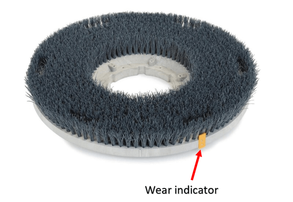 floor-scrubber-brush-wear-indicator The wear indicator on a disc floor scrubber brush