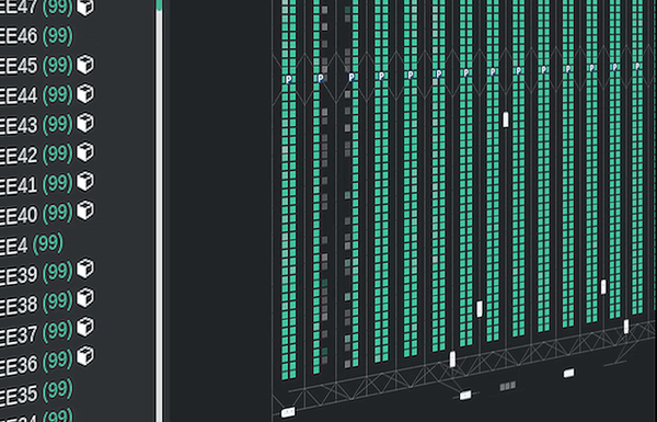 amr-software-tracking Computer screen showing pallet positions in a warehouse