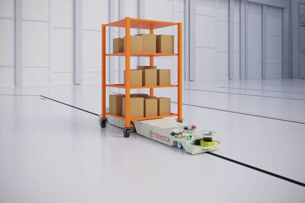 Toyota AGV carrying a shelf