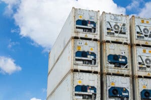 Refrigerated storage containers outside
