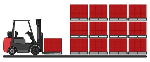 An illustration of block-stacked pallets