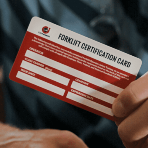 Conger Industries forklift certification card