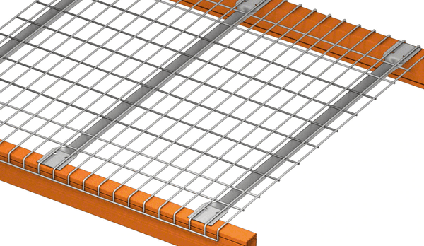 A wire deck used to span pallet racking beams