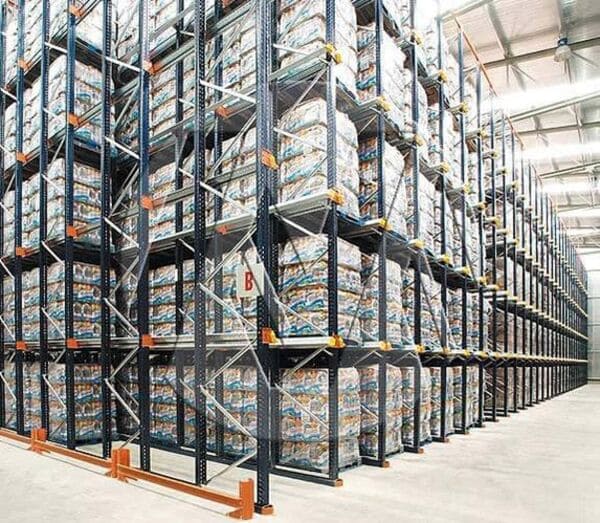 real-life-Drive-In-pallet-Racking A drive-in pallet racking structure