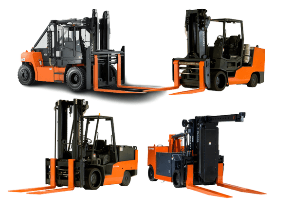 A selection of Toyota heavy-duty forklift models