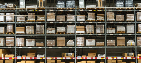 A wide view of pallet racking in a warehouse