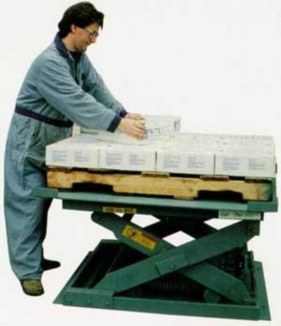 A worker placing boxes on a wood pallet