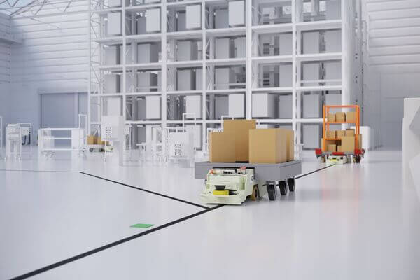 Toyota automated guided carts (AGCs) in a simulated warehousing environment