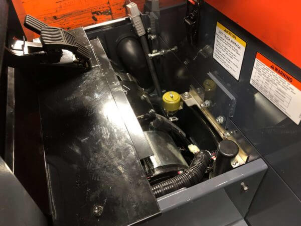The motor of a Toyota electric forklift exposed