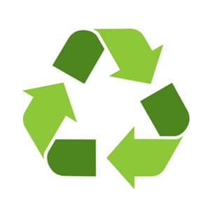A green recycling symbol