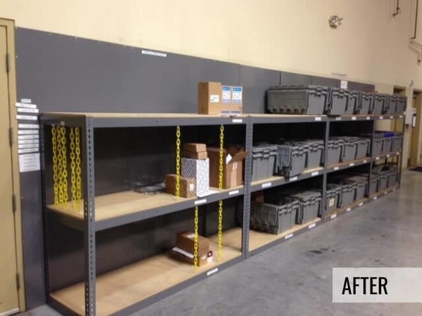 A parts area for forklift technicians after the 5S process