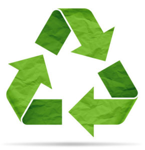 A green recycling symbol