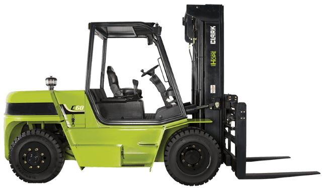 A CLARK C60 internal combustion (IC) pneumatic tire forklift
