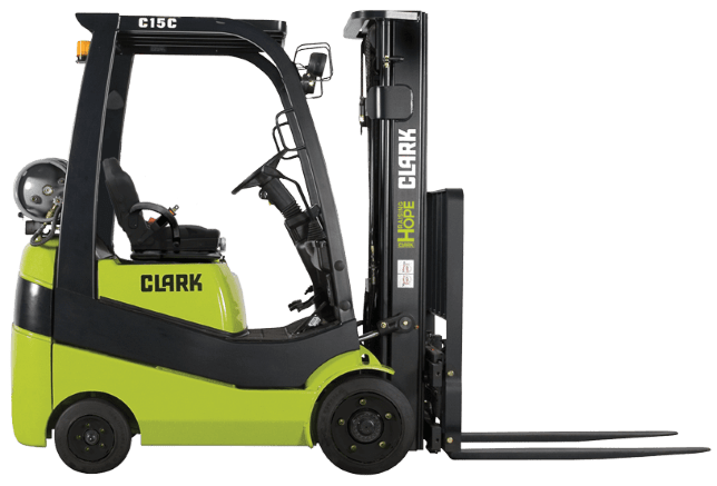 A CLARK C15 internal combustion (IC) cushion tire forklift