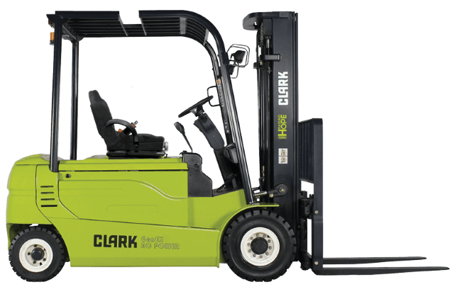 A CLARK GEX20 electric sit-down rider forklift