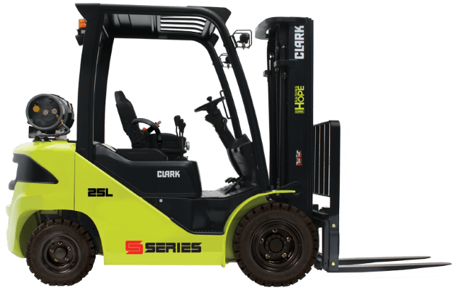 A CLARK S25 internal combustion (IC) pneumatic tire forklift