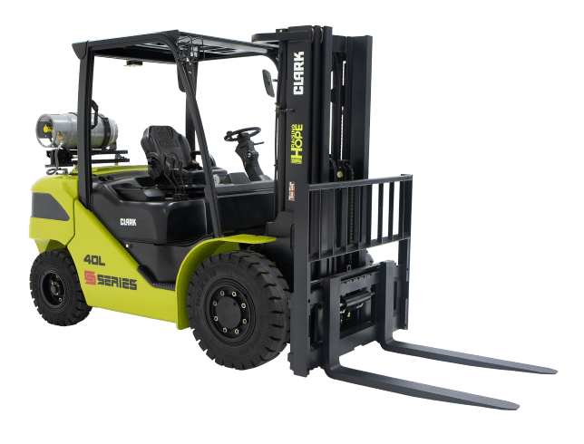 A CLARK S40 internal combustion (IC) pneumatic tire forklift