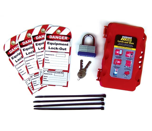 An equipment lockout/tagout kit