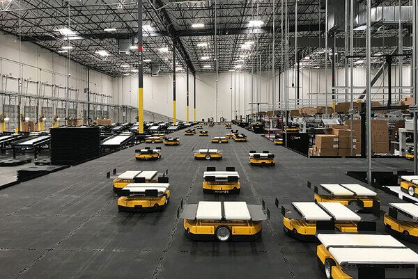Autonomous mobile robots in an e-commerce warehouse