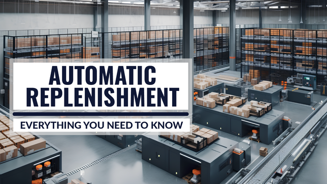 Featured image for the article Automatic Replenishment, courtesy of Conger Industries, with a simulated automatic warehouse environment in the background