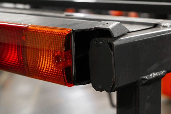 A damaged rear lightbar on a forklift