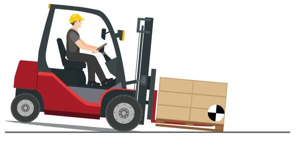 An illustrated forklift overloaded and tipping forward Overloading is one of the top causes of forklift tip-overs