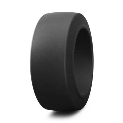 A black Rodaco cushion forklift tire