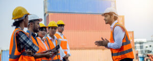 Industrial training in a shipping yard