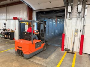 Forklift Entering Semi Truck