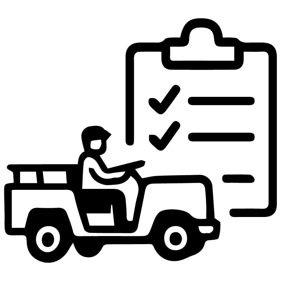 Utility Vehicle Purchasing Applications & Use Cases Icon - Black