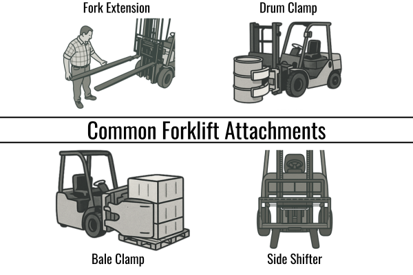Illustration of Different Forklift Attachments