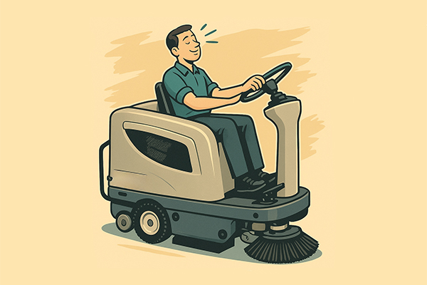 Ride on scrubber for comfort