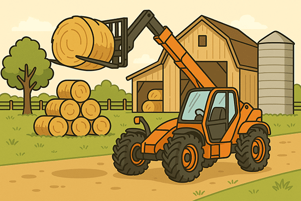 Rough terrain forklift at a farm