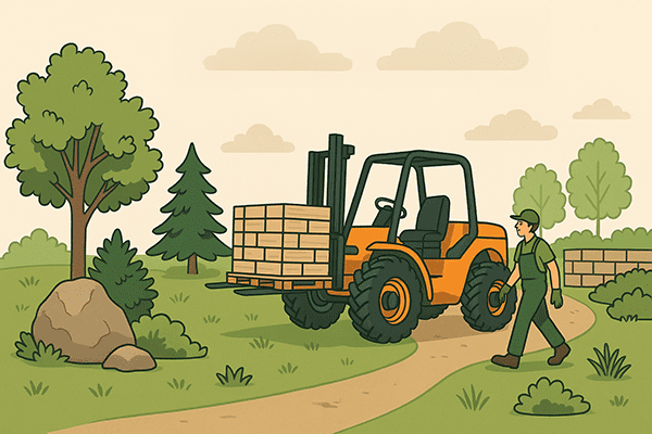 Rough terrain forklift landscaping