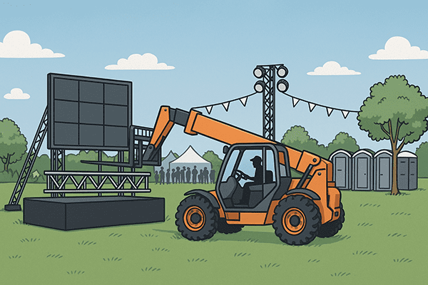 Rough terrain forklift at an outdoor event